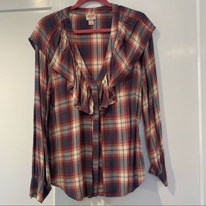 Plaid ruffle shirt